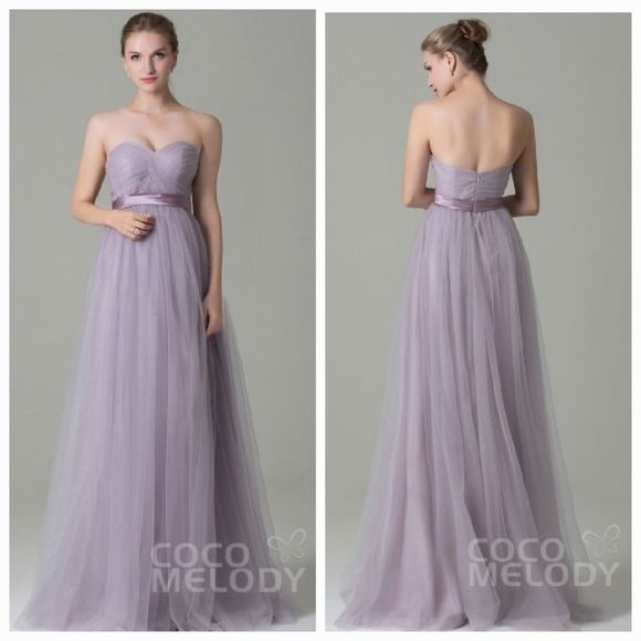Cocomelody long lavender convertible strapless tulle gown - Picture 2 of 14